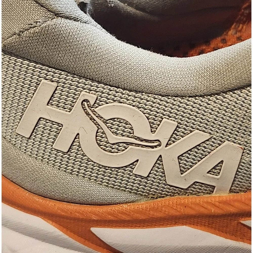 Hoka One One Shoes Womens 8 Gray Orange Clifton 8 Sneakers Running 1119394 BFPA